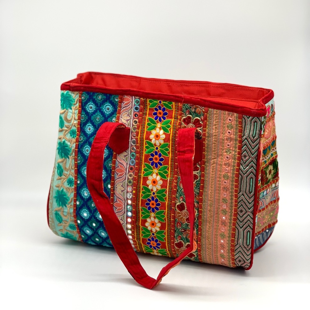 Large Vintage Style Banjara Tote Kantha Stitch